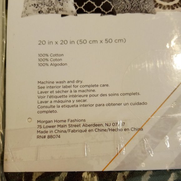 Decorative Pillow Cover  20 x 20  Della Grey  Scroll/Geometric Print  NEW in pkg - Picture 8 of 9